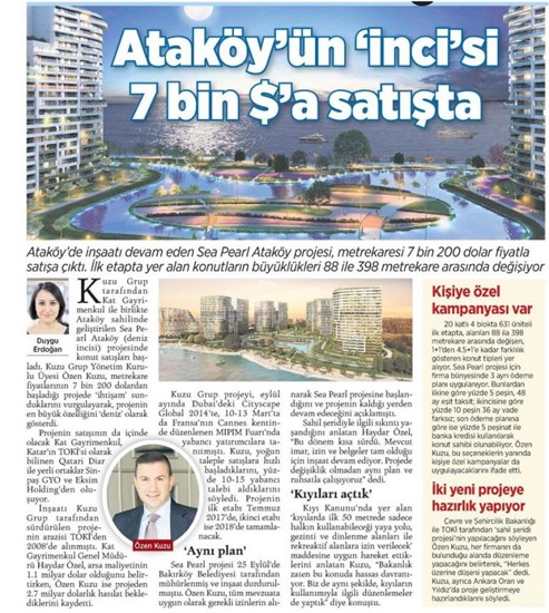  Milliyet – Ataköy^’ün incisi 7.000 dolardan satışta