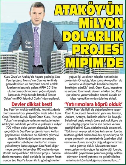  Posta-Ataköy’ün Milyon Dolarlık Projesi MIPIM’de