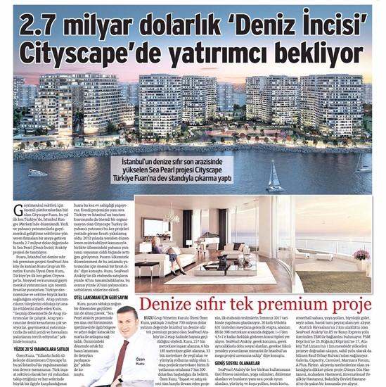  Sözcü- 2.7 Milyar dolarlık Deniz İncisi Cityscape’de yatırımcı bekliyor