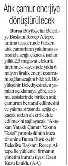  Dokuz sutun- Atık çamur enerjiye dönüştürülecek