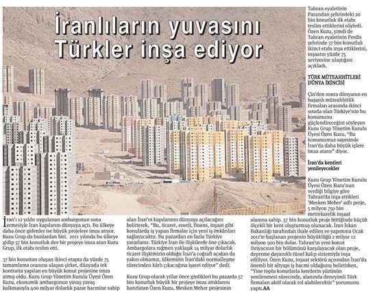  Ekonomi- İranlıların yuvasını Türkler inşa ediyor