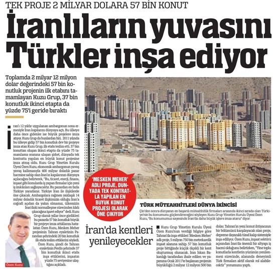  Türkiye- İranlıların yuvasını Türkler inşa ediyor