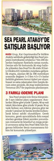  Vahdet -SeaPearl Ataköy’de Satışlar Başlıyor