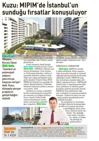  Sabah -Kuzu: MIPIM’de Istanbul’un Sunduğu Fırsatlar Konuşuluyor