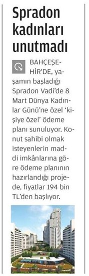  Akşam- Spradon kadınları unutmadı