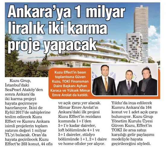 Haberturk- Ankara’ya 1 Milyar Liralık 2 Karma Proje Yapacak